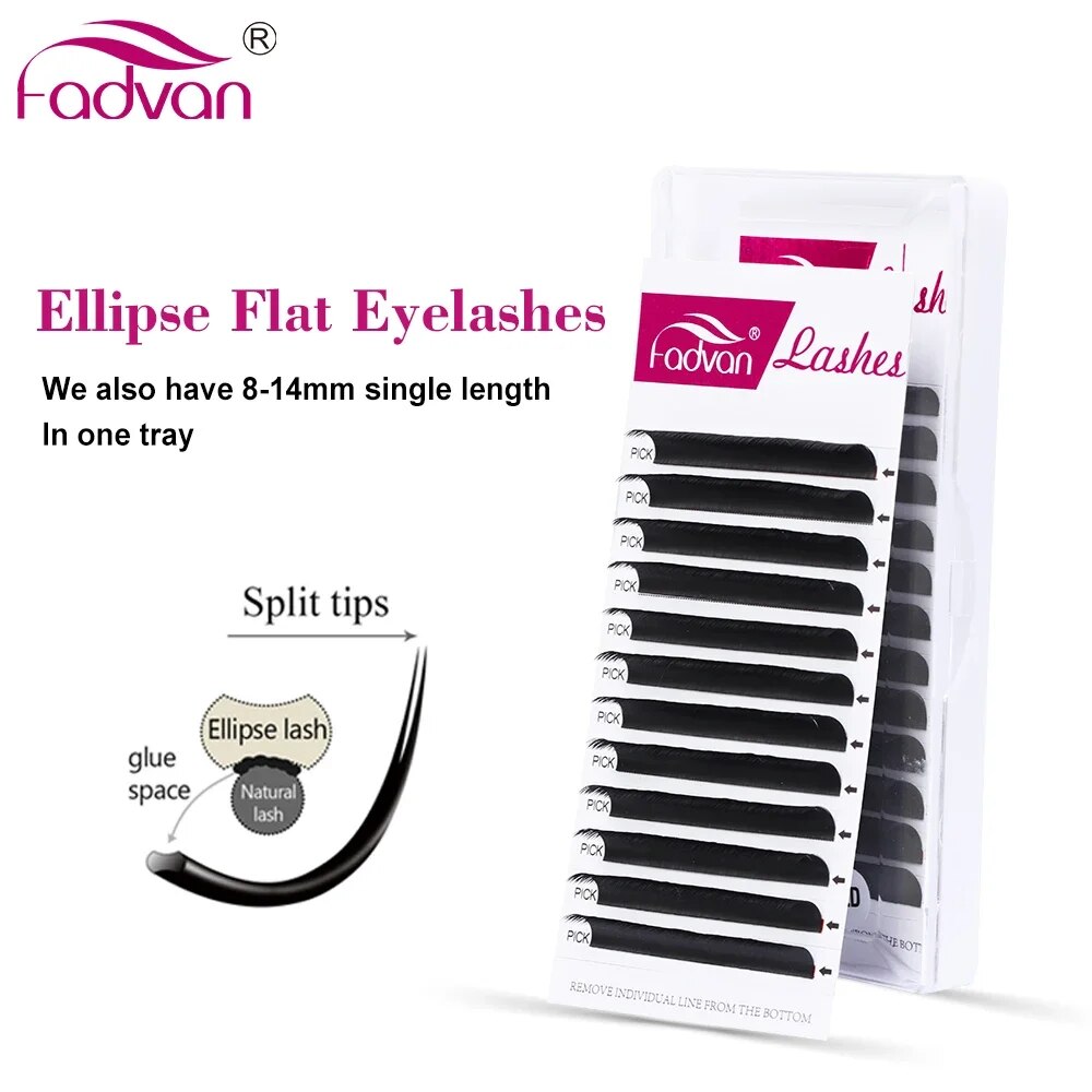 Eyelash Extension Permanent - Fadvan elipse plana c/d curvada 8-14mm